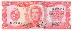 Uruguay 100 Pesos p47a-9 1967